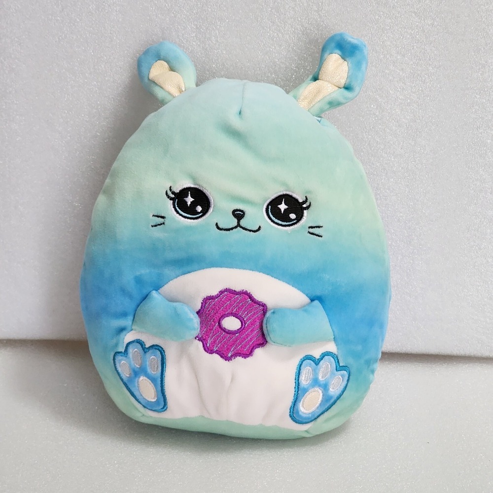 Squishmallows Justice Icicle Blue Ombre Bunny w/ Purple Donut Plush 9"